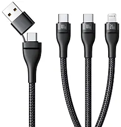 Универсальный кабель Baseus Flash III 4-in-1 USB-A/Type-C to 2xType-C/Lightning 100w 5a 1.5м PD cable Black (P10377501111-00) - фото Универсальный кабель Baseus Flash III 4-in-1 USB-A/Type-C to 2xType-C/Lightning 100w 5a 1.5м PD cable Black (P10377501111-00)