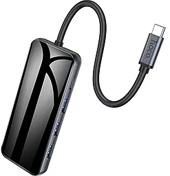 Мультипортовый USB Type-C хаб Hoco HB15 Easy Show USB-C -> 3xUSB 3.0, 1xHDMI 1xPD Gray - миниатюра 2