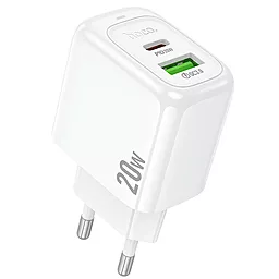 Сетевое зарядное устройство Hoco CS54A 20w PD/QC USB-C/USB-A home charger white - фото Сетевое зарядное устройство Hoco CS54A 20w PD/QC USB-C/USB-A home charger white