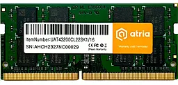 Оперативна пам'ять для ноутбука ATRIA 16 GB SO-DIMM DDR4 3200 MHz (UAT43200CL22SK1/16)