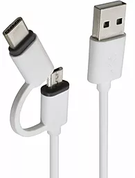 USB Кабель Patron 2-in-1 USB Type-C/micro USB Cable White