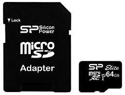 Карта памяти Silicon Power microSDXC 64GB Elite Class 10 UHS-I U1 + SD-адаптер (SP064GBSTXBU1V10-SP)