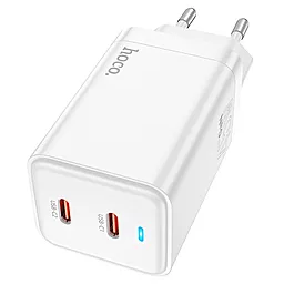 Сетевое зарядное устройство Hoco N23 45w GaN PD 2xUSB-C ports charger white - фото Сетевое зарядное устройство Hoco N23 45w GaN PD 2xUSB-C ports charger white