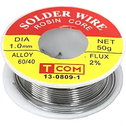 Припой проволочный TCOM (Sn60Pb40Flux2.2) 1.0 мм 50 г на катушке - фото Припой проволочный TCOM (Sn60Pb40Flux2.2) 1.0 мм 50 г на катушке
