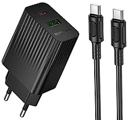 Сетевое зарядное устройство Borofone BAS76A 30w PD USB-C/USB-A ports charger + USB-C to USB-C cable black - фото Сетевое зарядное устройство Borofone BAS76A 30w PD USB-C/USB-A ports charger + USB-C to USB-C cable black