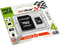 Карта памяти Hi-Rali microSDHC 4GB Class 4 + SD-адаптер (HI-4GBSDCL4-01)