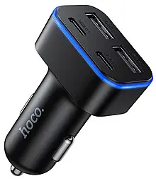 Автомобильное зарядное устройство Hoco Z63 15w PD 2xUSB-C/2xUSB-A ports car charger black - фото Автомобильное зарядное устройство Hoco Z63 15w PD 2xUSB-C/2xUSB-A ports car charger black