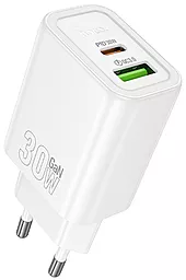 Сетевое зарядное устройство Hoco N63 Gentle 30w PD/QC USB-C/USB-A ports charger white