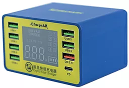 Зарядна станція Mechanic iCharge 8M 50w PD/QC 7xUSB-A/1xUSB-C ports fast charger blue - фото Зарядна станція Mechanic iCharge 8M 50w PD/QC 7xUSB-A/1xUSB-C ports fast charger blue