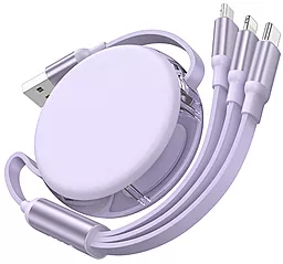 Универсальный кабель Hoco X78 3-in-1 USB-A to Type-C/Lightning/micro USB 12w 2.4a 1м сable Purple - миниатюра 3 Универсальный кабель Hoco X78 3-in-1 USB-A to Type-C/Lightning/micro USB 12w 2.4a 1м сable Purple - миниатюра 3