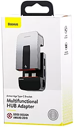 USB Type-C хаб Baseus Armor Age Multifunctional Adapter USB-C -> 2xUSB 3.0, 3xUSB Type-C, 1xRJ45, 1xUSB 2.0, 1xHDMI, 1xAUX3.5 Silver (CAHUB-AJ0G) - миниатюра 5