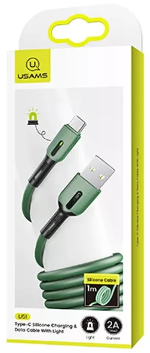 Кабель Usams U51 Silicone USB-A - micro USB 10w 1м cable Dark/Green - фото 3