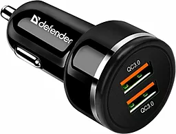 Автомобильное зарядное устройство Defender 36w QC3.0 2xUSB-A ports car charger black (UCA-80) - фото Автомобильное зарядное устройство Defender 36w QC3.0 2xUSB-A ports car charger black (UCA-80)