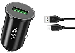 Автомобильное зарядное устройство с быстрой зарядкой XO TZ12 18w QC3.0 car charger + micro USB cable black