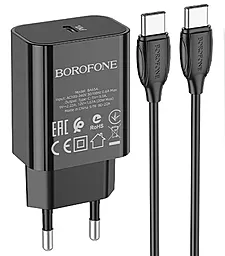 Мережевий зарядний пристрій Borofone BA65A 20w PD USB-C home charger + USB-C to USB-C cable black