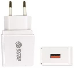 Мережевий зарядний пристрій PowerPlant ExtraDigital USB-A QC3.0 18W White