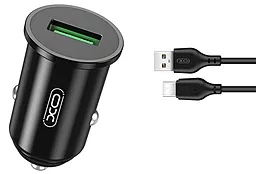 Автомобильное зарядное устройство с быстрой зарядкой XO TZ12 18w QC3.0 car charger + USB-C cable black