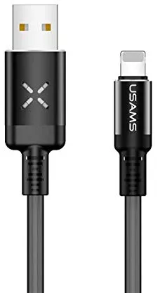 Кабель Usams U16 Voice Control LED Flowing USB-A - Lightning 12w 2.4a 1.2м cable Black (US-SJ261) - фото 1