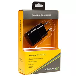 Сетевое зарядное устройство Grand-X 1a home charger + micro USB cable black (CH-765UMB) - миниатюра 3
