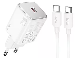Сетевое зарядное устройство Hoco N40 Mighty 20w PD USB-C ports charger + USB-C to USB-C cable white - фото Сетевое зарядное устройство Hoco N40 Mighty 20w PD USB-C ports charger + USB-C to USB-C cable white