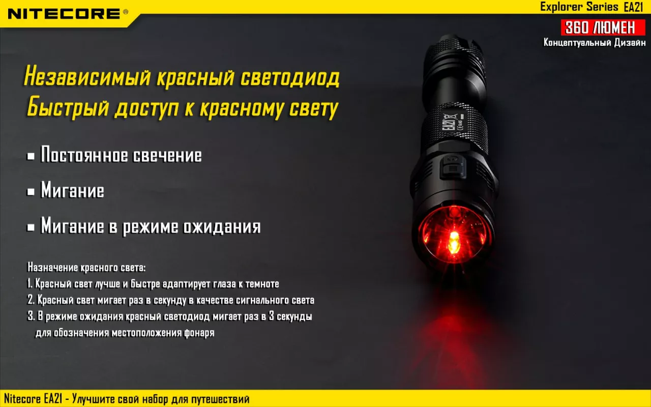 Ліхтарик акумуляторний Nitecore EA21 (Сree XP-G2 R5) - фото 7