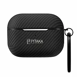 Черный чехол с карабином для Apple AirPods Pro Pitaka Air Pal Mini - миниатюра 2