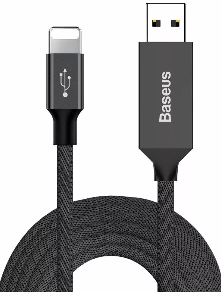 Кабель Baseus USB-A - Lightning 10w 5м cable Black (CALYW-M01) - фото 1
