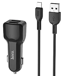 Автомобильное зарядное устройство Hoco Z23 2.4a 2xUSB-A ports car charger + Lightning cable black