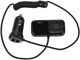 Автомобильное зарядное устройство Baseus Wireless MP3 Bluetooth Car Charger T typed S-16 2USB 3.1A + AUX Cable Black (CCTM-D01)