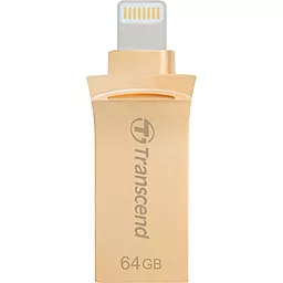 Флешка Transcend 64GB JetDrive Go 500 Gold USB 3.1/Lightning (TS64GJDG500G) - фото Флешка Transcend 64GB JetDrive Go 500 Gold USB 3.1/Lightning (TS64GJDG500G)