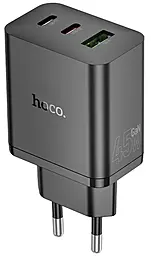 Сетевое зарядное устройство Hoco N50 Scenery 45w GaN PD 2xUSB-C/USB-A ports charger black - фото Сетевое зарядное устройство Hoco N50 Scenery 45w GaN PD 2xUSB-C/USB-A ports charger black