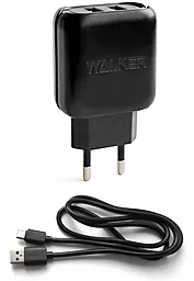 Сетевое зарядное устройство Walker WH-27 2.1a 2xUSB-A ports charger + USB-C cable black