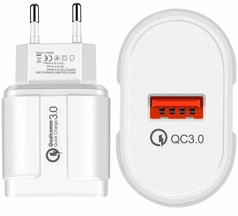 Сетевое зарядное устройство с поддержкой быстрой зарядки Powermax Fast Charger QC 3.0 18W + Alpha micro USB Cable Set White / Black - фото 4