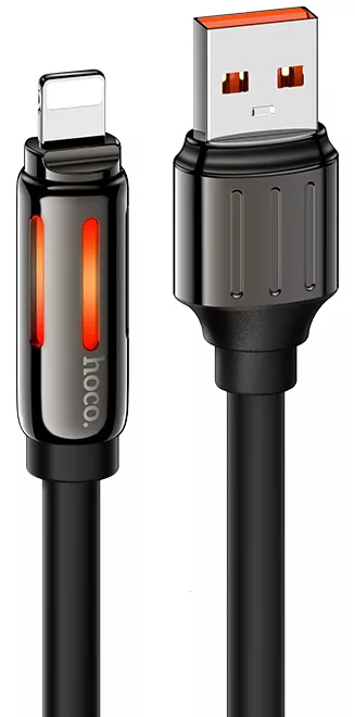 Кабель Hoco U136 Prize USB-A - Lightning 12w 2.4a 1.2м cable Black - фото 1