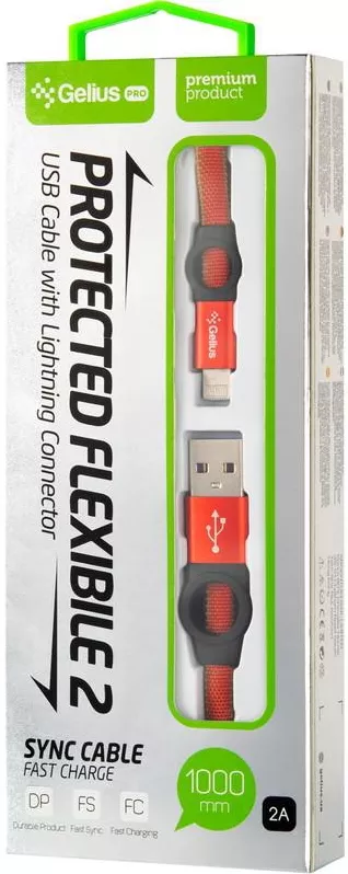 Кабель Gelius Pro Flexible USB-A - Lightning 10w 1м cable Red (GP-UC07i) - фото 2