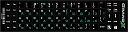 Наклейка на клавіатуру Grand-X 68 keys Green, Latin Ukr white (GXDGUA)