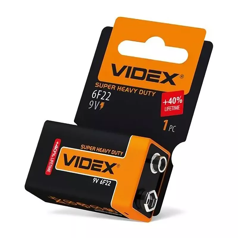 Батарейка Videx 6F22 (крона) 1шт - фото 2