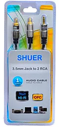 Аудіо кабель Shuer Aux mini Jack 3.5 mm - 2хRCA M/M Cable 1 м black