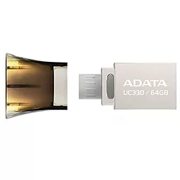 Флешка ADATA 64GB UC330 USB 2.0 OTG (AUC330-64G-RBK) Black - миниатюра 4