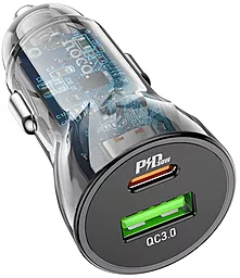 Автомобильное зарядное устройство Hoco Z47A 30w PD USB-C/USB-A ports car charger black