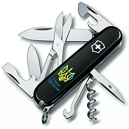 Мультитул Victorinox Climber Ukraine (1.3703.3_T1310u) Black Трезубец с сердцем + I love Ukraine - фото Мультитул Victorinox Climber Ukraine (1.3703.3_T1310u) Black Трезубец с сердцем + I love Ukraine