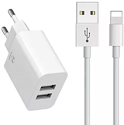 Сетевое зарядное устройство McDodo 12W 2.4A 2xUSB-A + Lightning Cable white (CH-6720) - фото Сетевое зарядное устройство McDodo 12W 2.4A 2xUSB-A + Lightning Cable white (CH-6720)