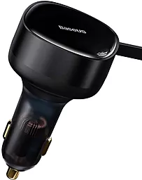 Автомобильное зарядное устройство Baseus Enjoyment Retractable 33W 2 in 1 + USB-C - USB-C Cable Black (C00035500111-00) - миниатюра 3