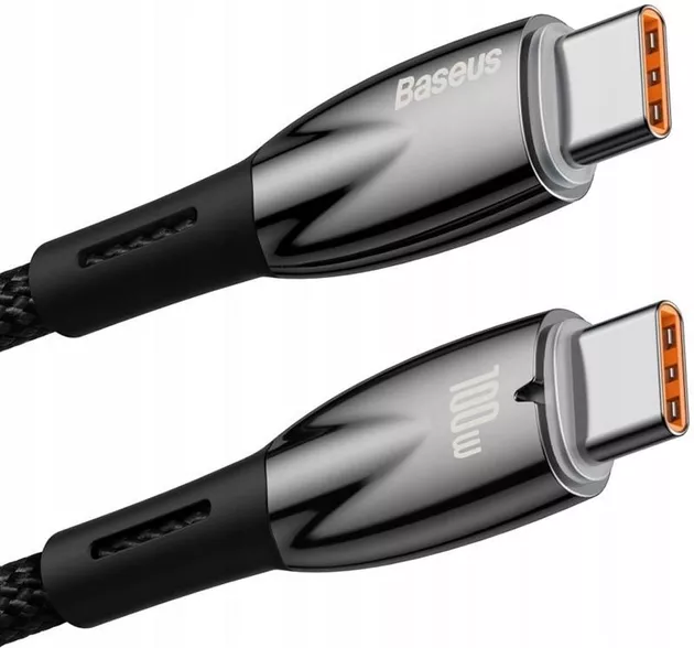 Кабель Baseus Glimmer USB Type-C - Type-C 100w 5a 1м PD cable Black (CADH000701) - фото 2