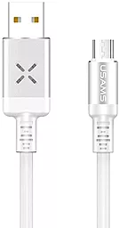 Кабель Usams U16 Voice Control Led Flowing USB-A - micro USB 14w 2.8a 1 Cable White - фото Кабель Usams U16 Voice Control Led Flowing USB-A - micro USB 14w 2.8a 1 Cable White