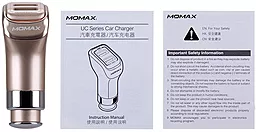 Автомобільний зарядний пристрій Momax Top Series 4.8a 2xUSB car charger gold (UC2L) - мініатюра 6