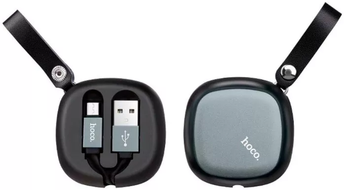 Кабель Hoco U33 Retractable Cord Reel USB-A - micro USB 12w 2.4a 0.29м cable Black - фото 5