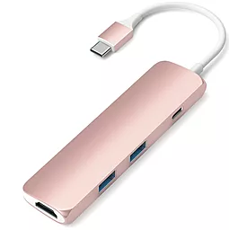 Мультипортовый USB-A хаб Satechi USB-C -> USB 3.0х2/HDMI/USB-C Rose Gold (ST-CMAR) - миниатюра 3