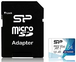 Карта памяти Silicon Power microSDXC 64GB Superior Pro Colorful Class 10 UHS-1 U3 V30 A1 + SD-адаптер (SP064GBSTXDU3V20AB)