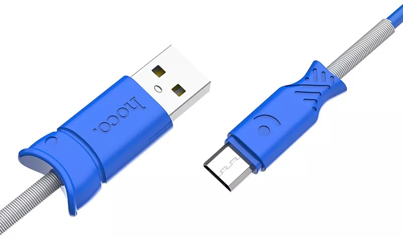 Кабель Hoco X24 Pisces USB-A - micro USB 12w 2.4a 1м cable Blue - фото 2